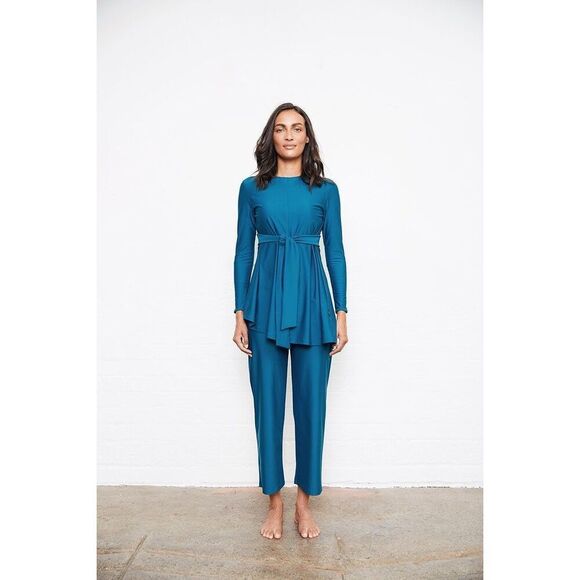 Sei Sorelle Swim Dress Zuria Zenith Teal Blue Size M - Picture 1 of 10